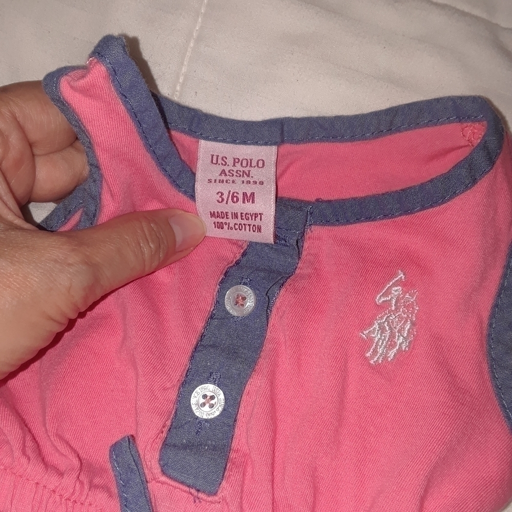 𝅺u.s. Polo Assn Baby Girl Sleeveless Dress 3-6 Mos. - Picture 2 of 4